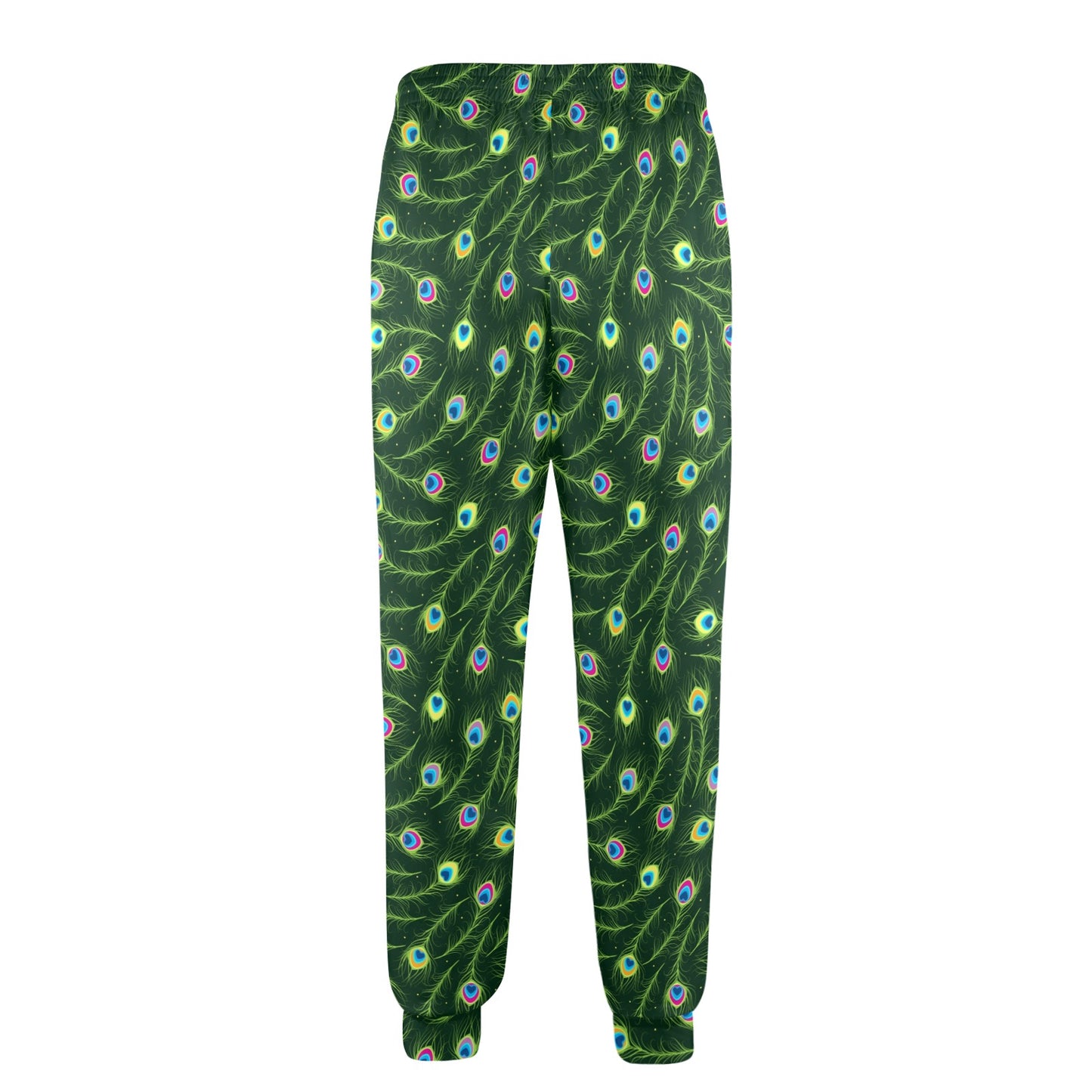 Peacock Feather Green Design Print Men's Casual Track Pants