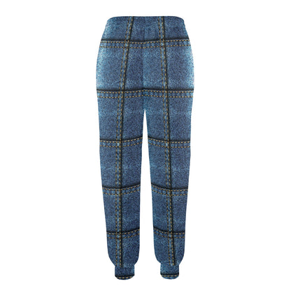 Jean Patchwork Pattern Print Design 02 Women's Casual Track Pants