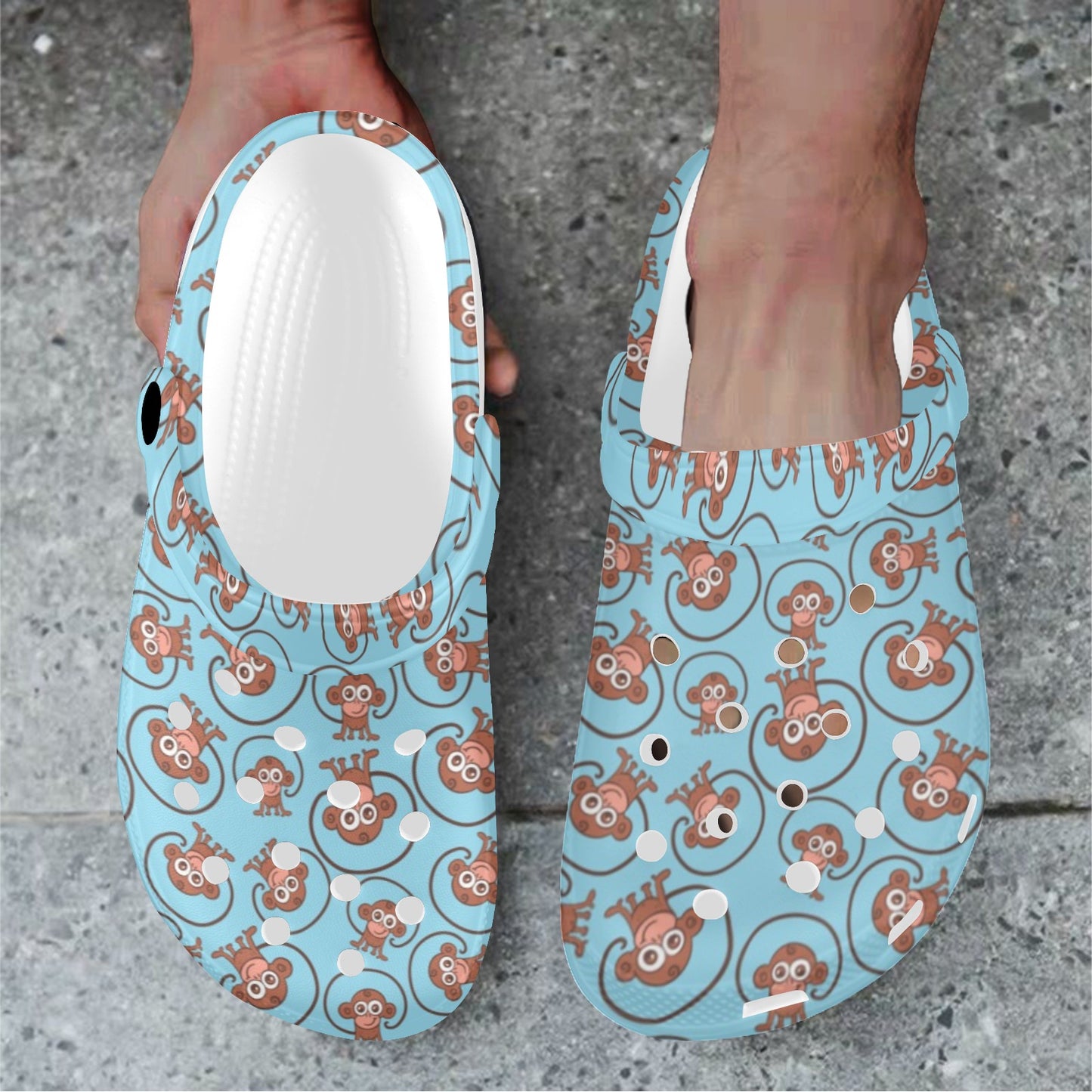 Monkey Cute Design Themed Print Unisex Clogs Shoes