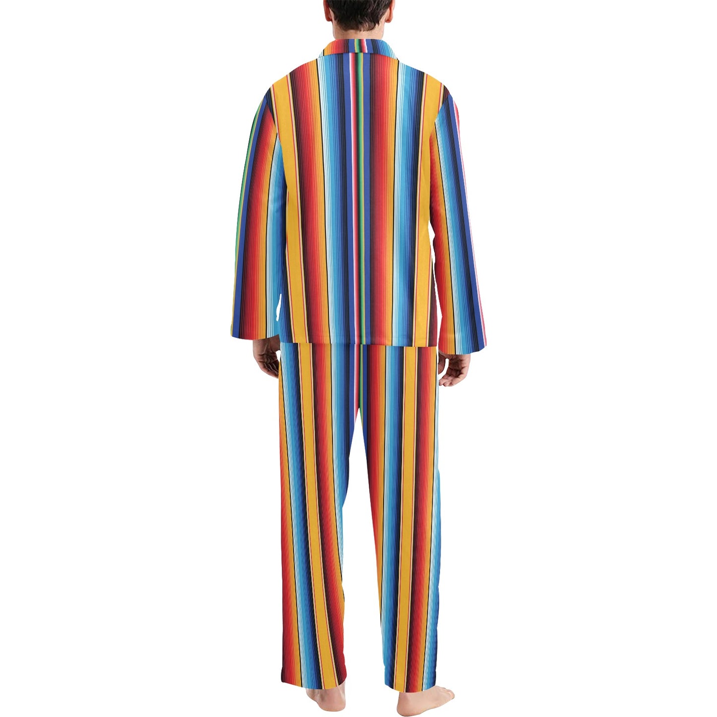 Mexican Blanket Stripe Print Pattern Men's Long Pajama Set