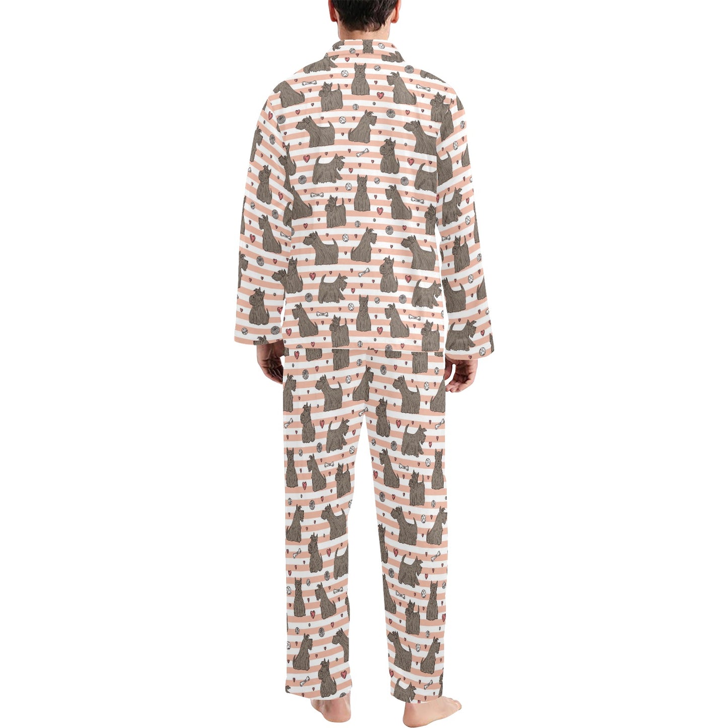 Scottish Terriers Print Design LKS3016 Men's Long Pajama Set