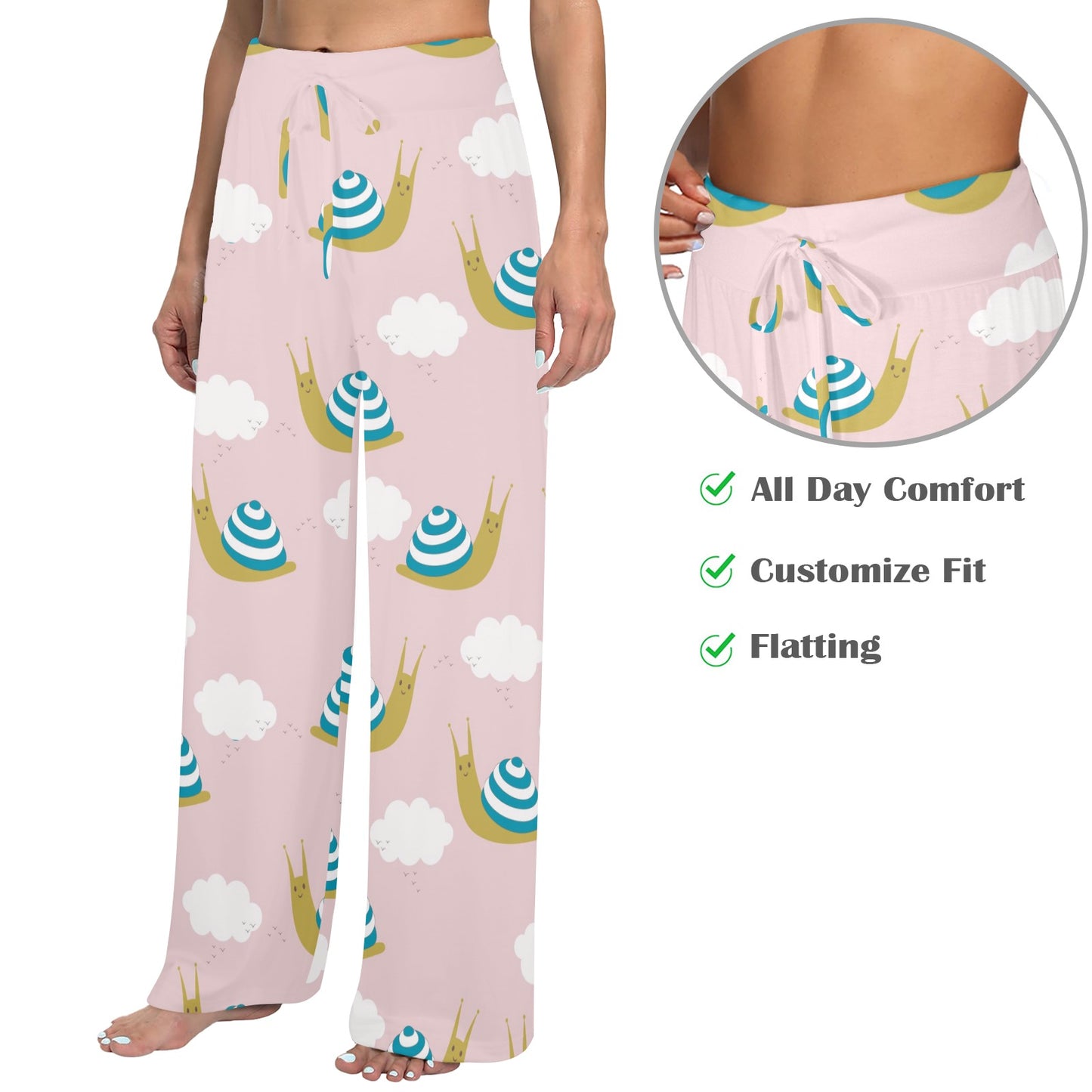Snail Pattern Print Design 02 Women's Wide Leg Lounge Pants