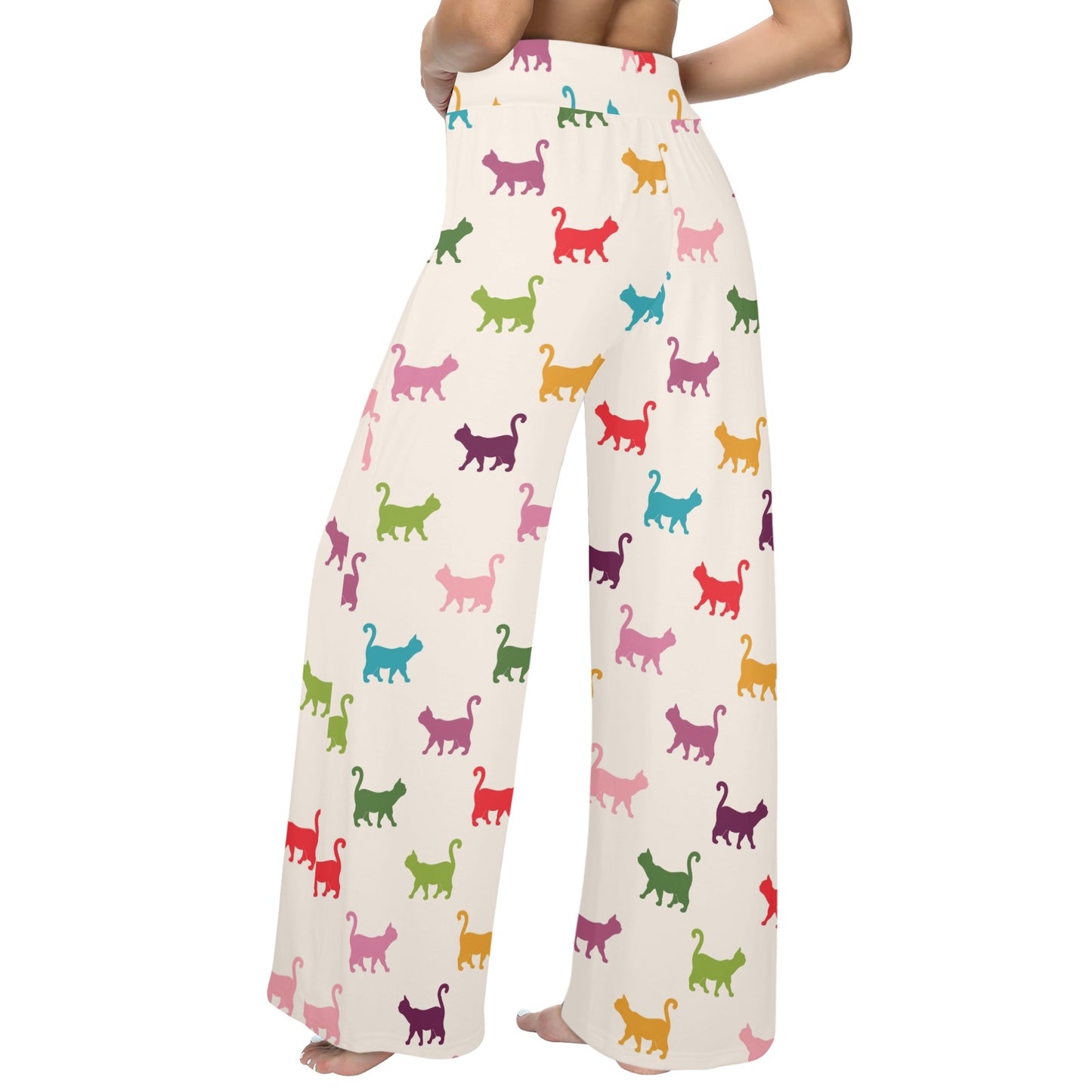Kitten Design Print Pattern JJ0357 Women's Wide Leg Lounge Pants