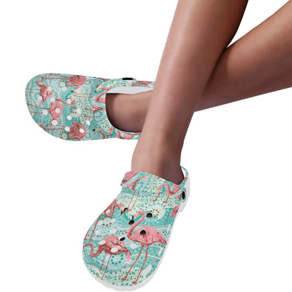Flamingo Background Themed Print Unisex Clogs Shoes
