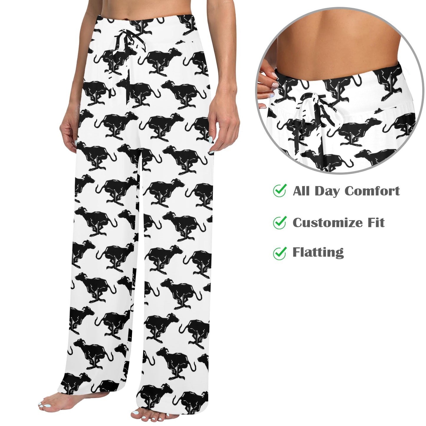 Greyhounds Design Print Pattern JJ0293 Women's Wide Leg Lounge Pants