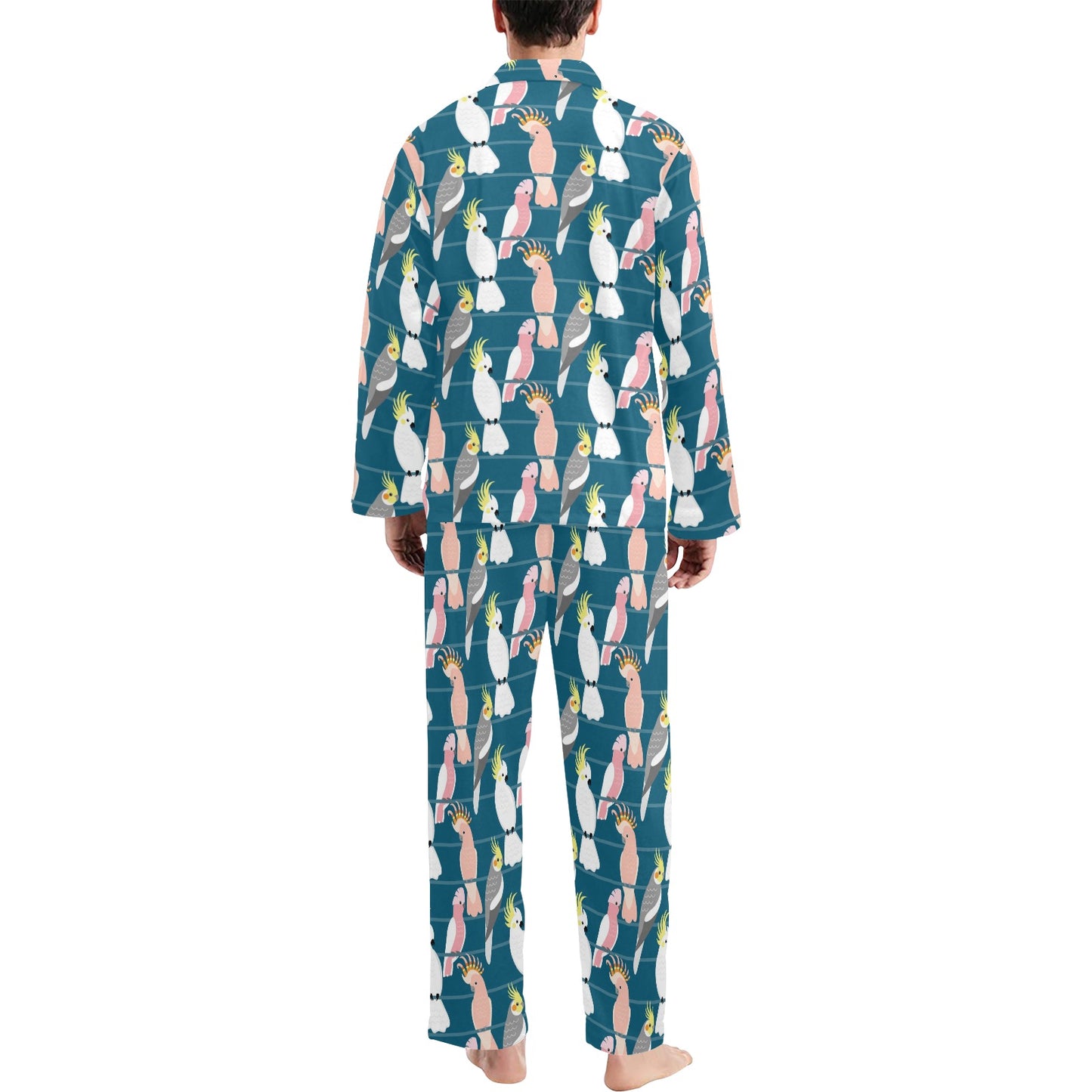 Cockatoo Print Design LKS401 Men's Long Pajama Set