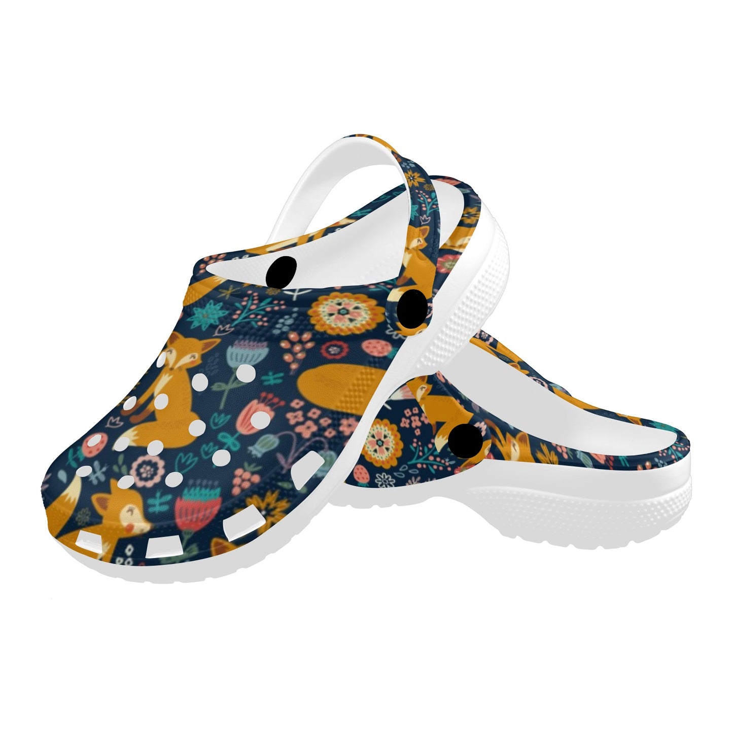 Fox Cute Jungle Print Pattern Unisex Clogs Shoes
