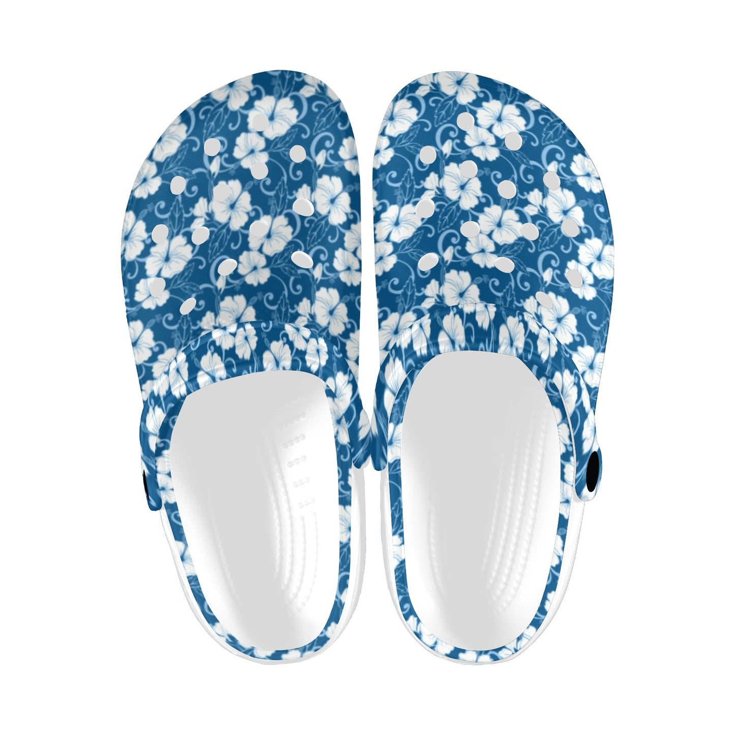 Hibiscus Blue Flower Hawaiian Print Unisex Clogs Shoes