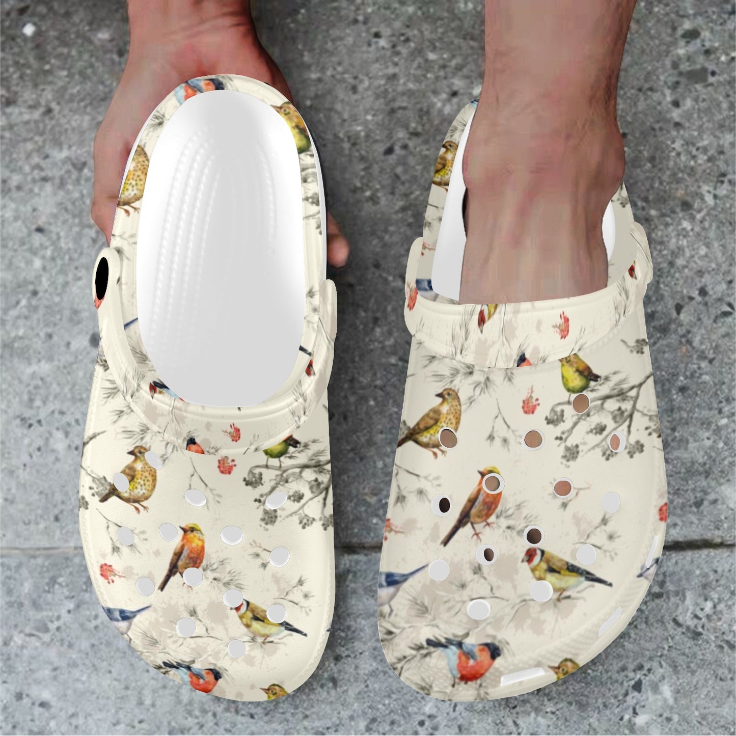 Bird Watercolor Design Pattern Unisex Clogs Shoes