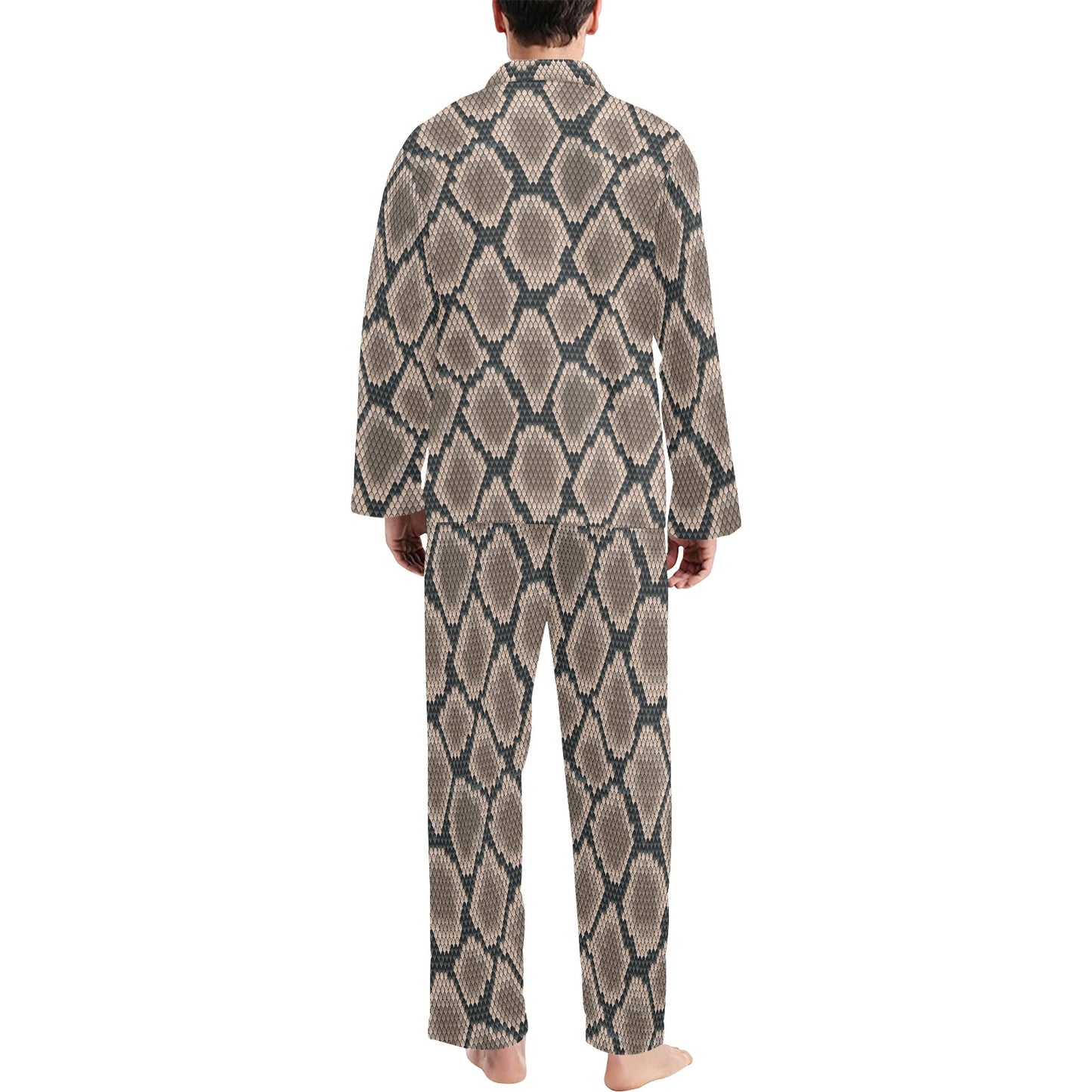 Snake Skin Design Print Men's Long Pajama Set