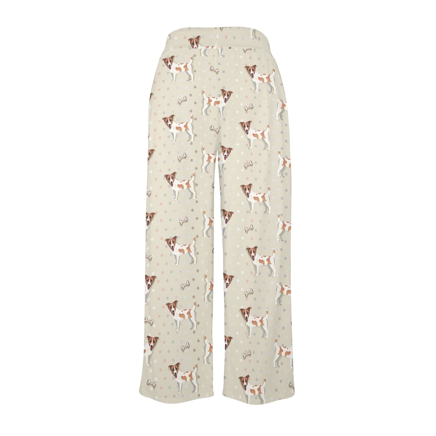 Russell Terriers With Bone Print Design LKS302 Women's Wide Leg Lounge Pants