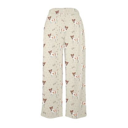 Russell Terriers With Bone Print Design LKS302 Women's Wide Leg Lounge Pants