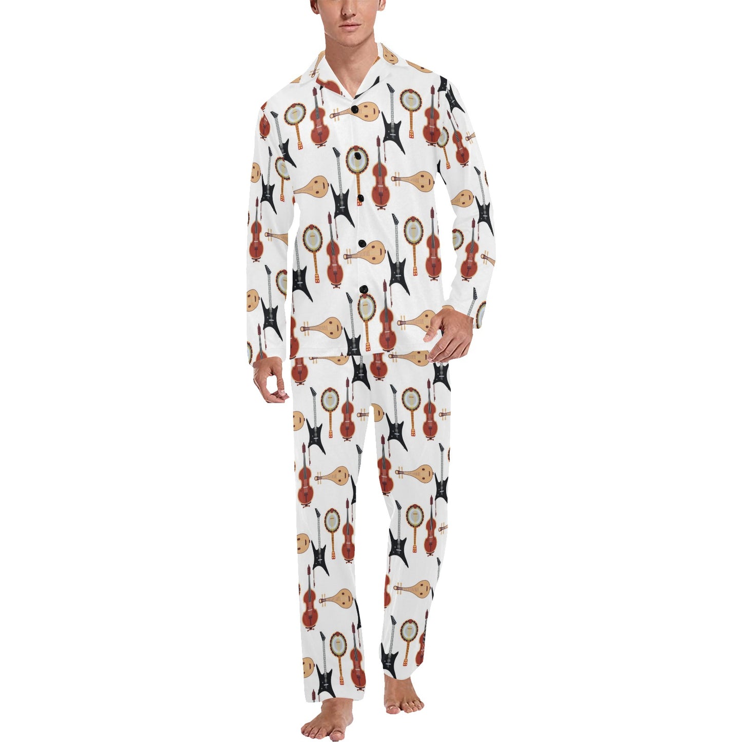 Banjo Print Design LKS403 Men's Long Pajama Set