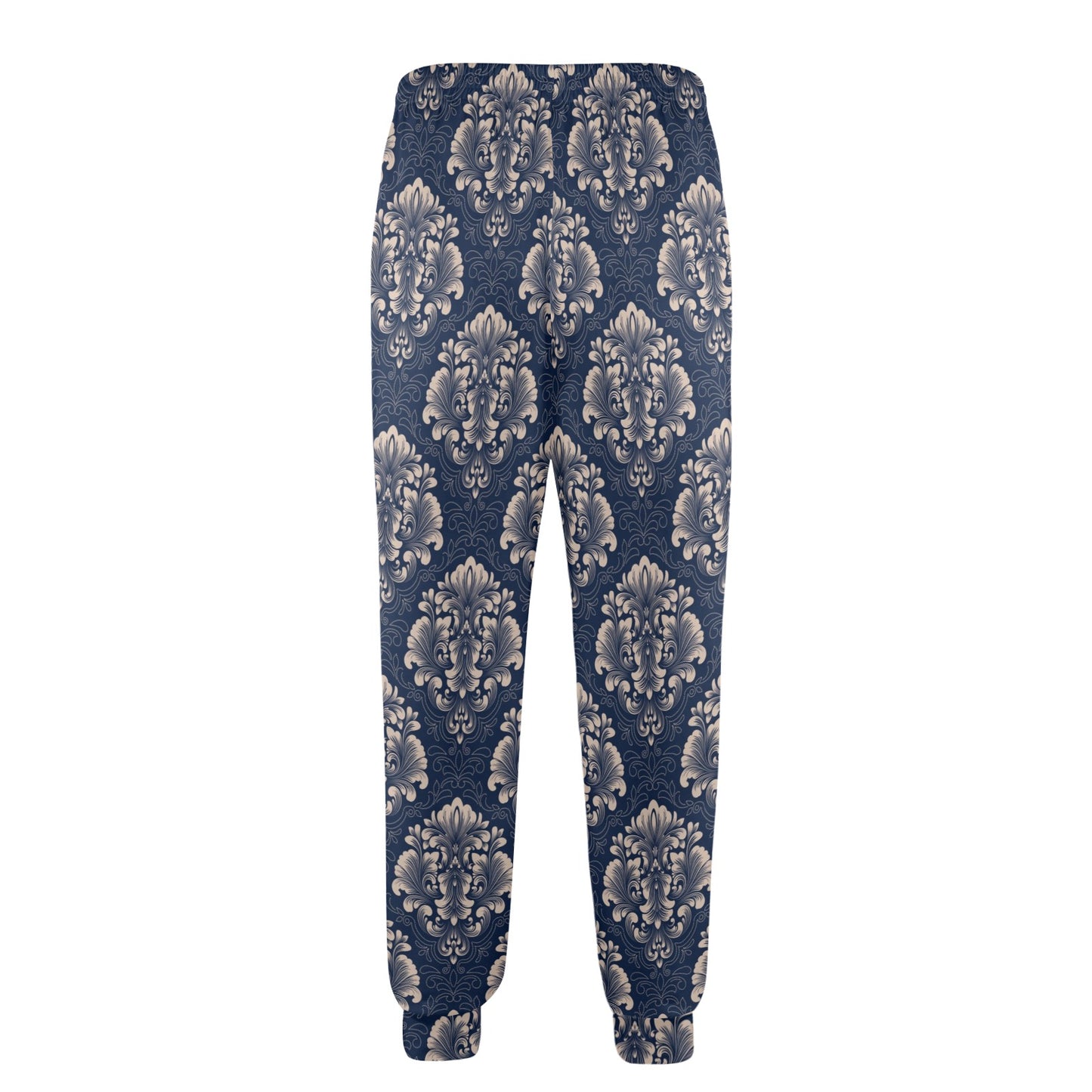 Damask Blue Luxury Print Pattern Men's Casual Track Pants