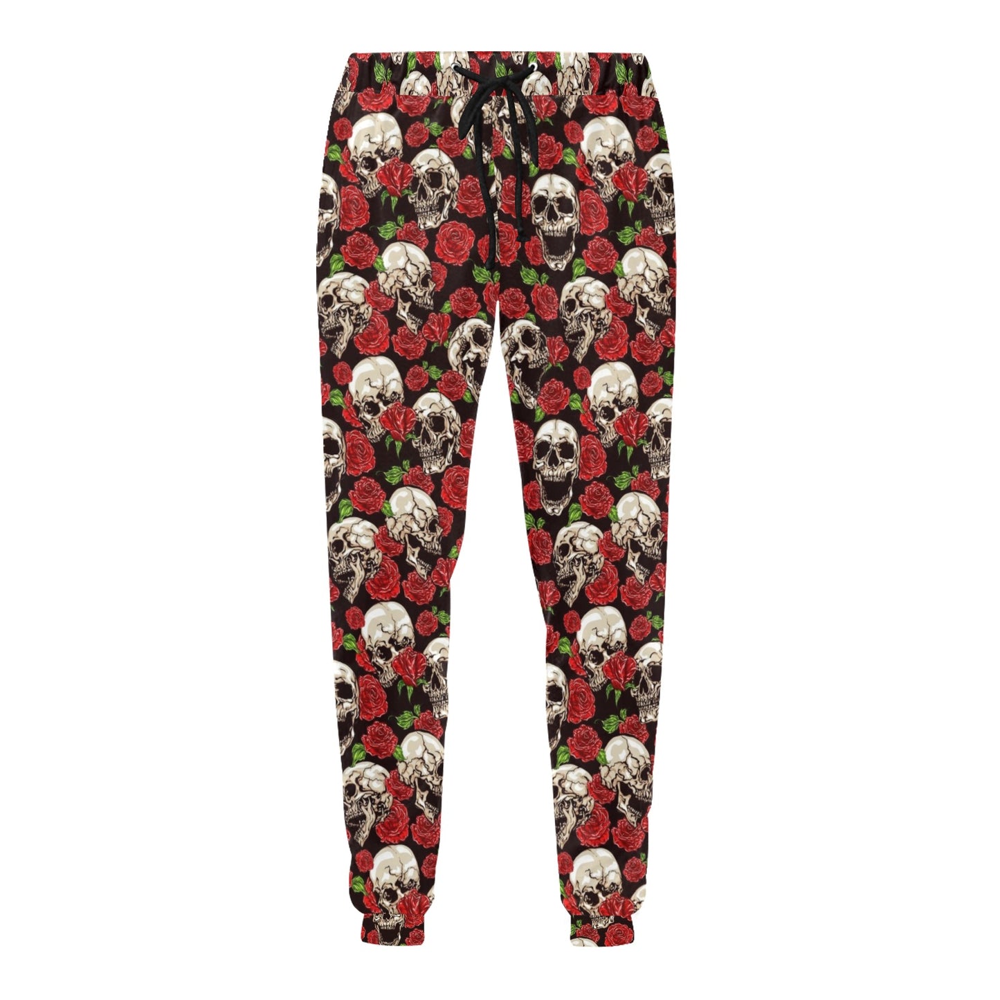 Skull Roses Design Themed Print Men's Sweatpants