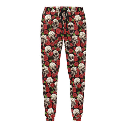 Skull Roses Design Themed Print Men's Sweatpants