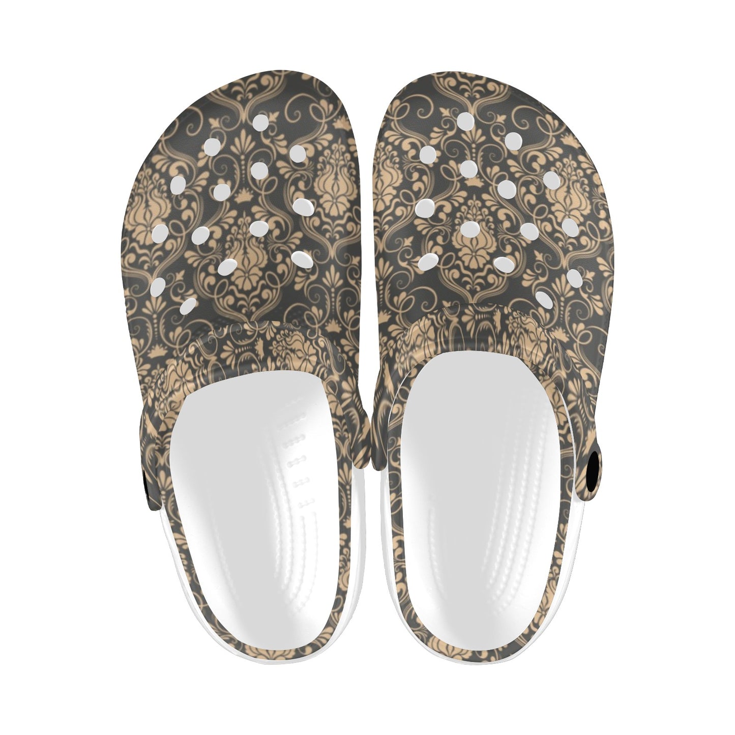 Damask Elegant Luxury Print Pattern Unisex Clogs Shoes