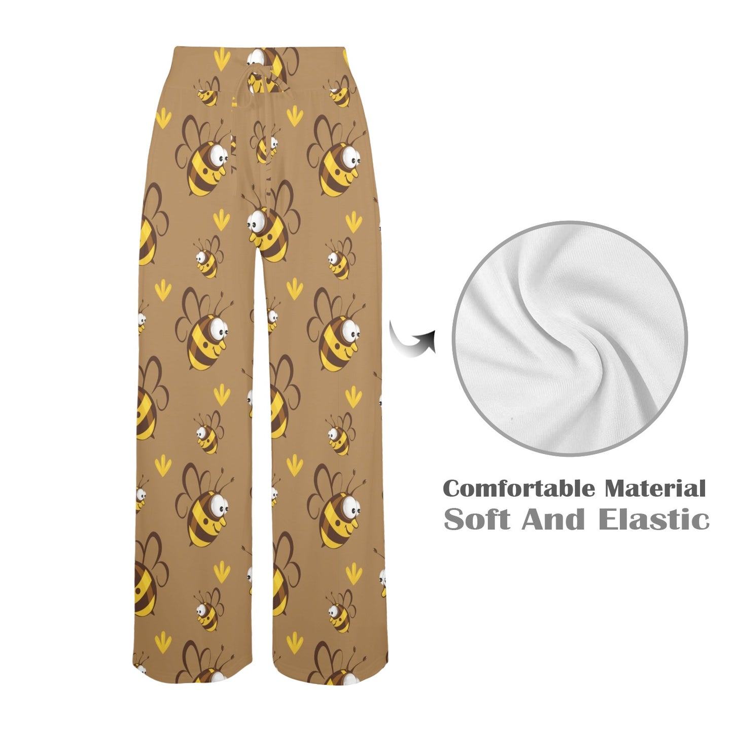 Bee Pattern Print Design BEE09 Women's Wide Leg Lounge Pants
