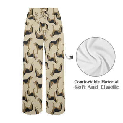 German Shepherd Design Print Pattern JJ0255 Women's Wide Leg Lounge Pants