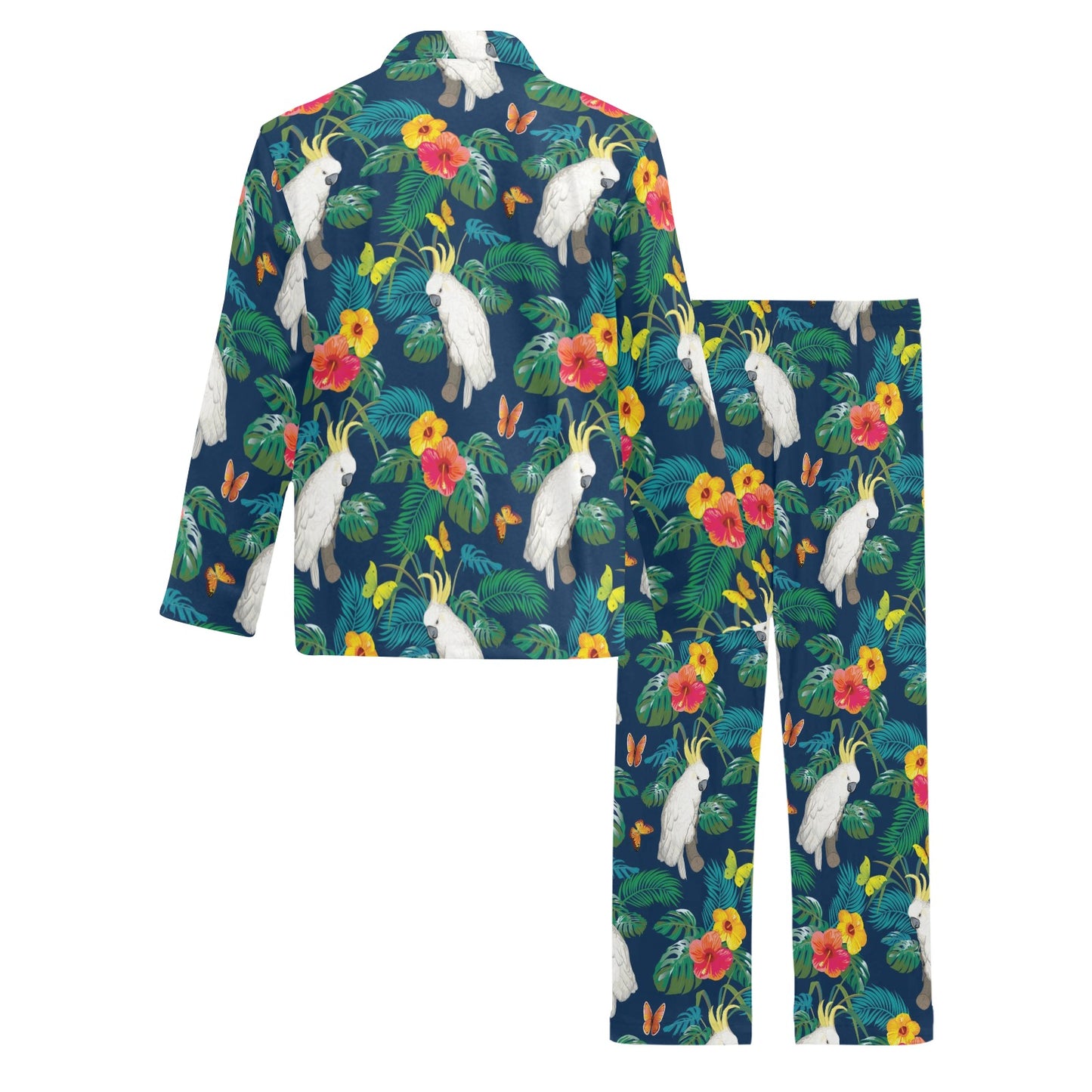 Cockatoo Tropical Pattern Print Design 02 Men's Long Pajama Set