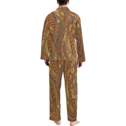 Maori Ornament Design Print Men's Long Pajama Set
