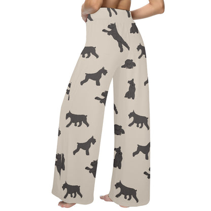 Schnauzers Pattern Print Design A06 Women's Wide Leg Lounge Pants