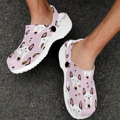 Bull Terrier Pink Print Pattern Unisex Clogs Shoes