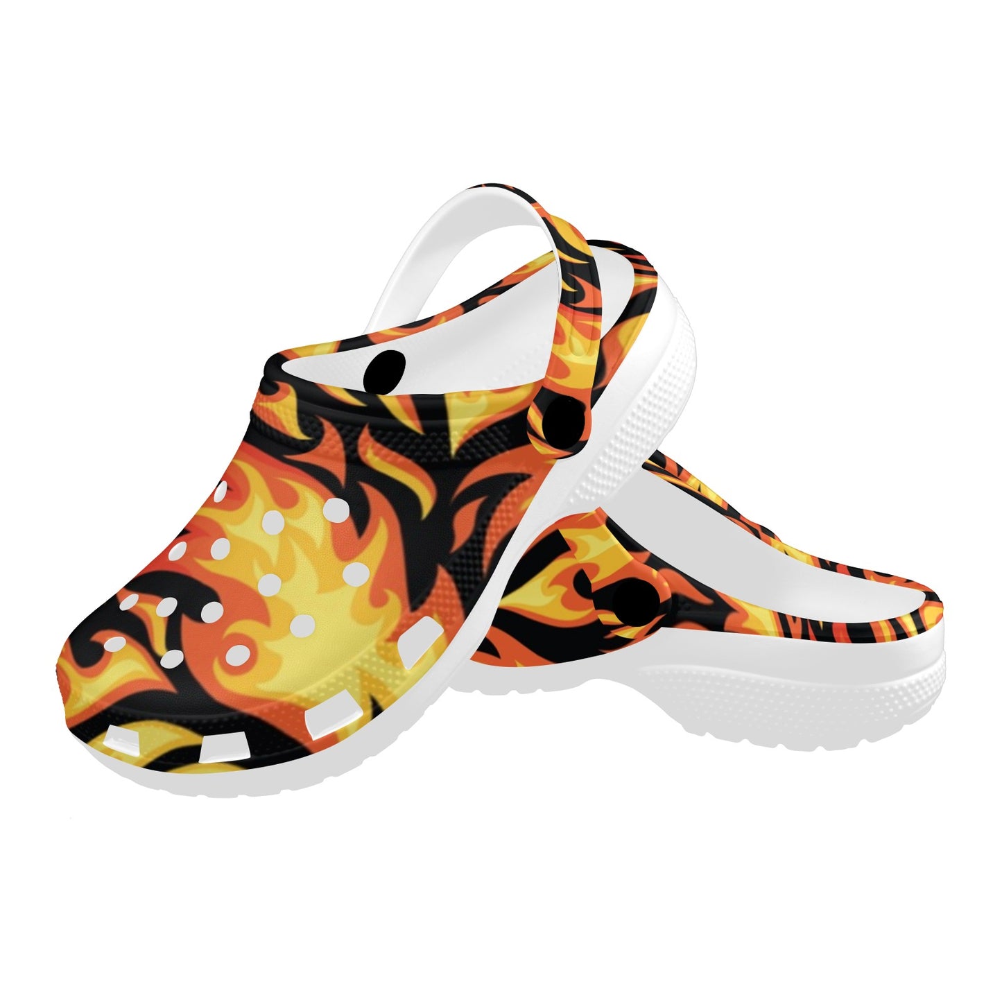 Flame Fire Design Pattern Unisex Clogs Shoes