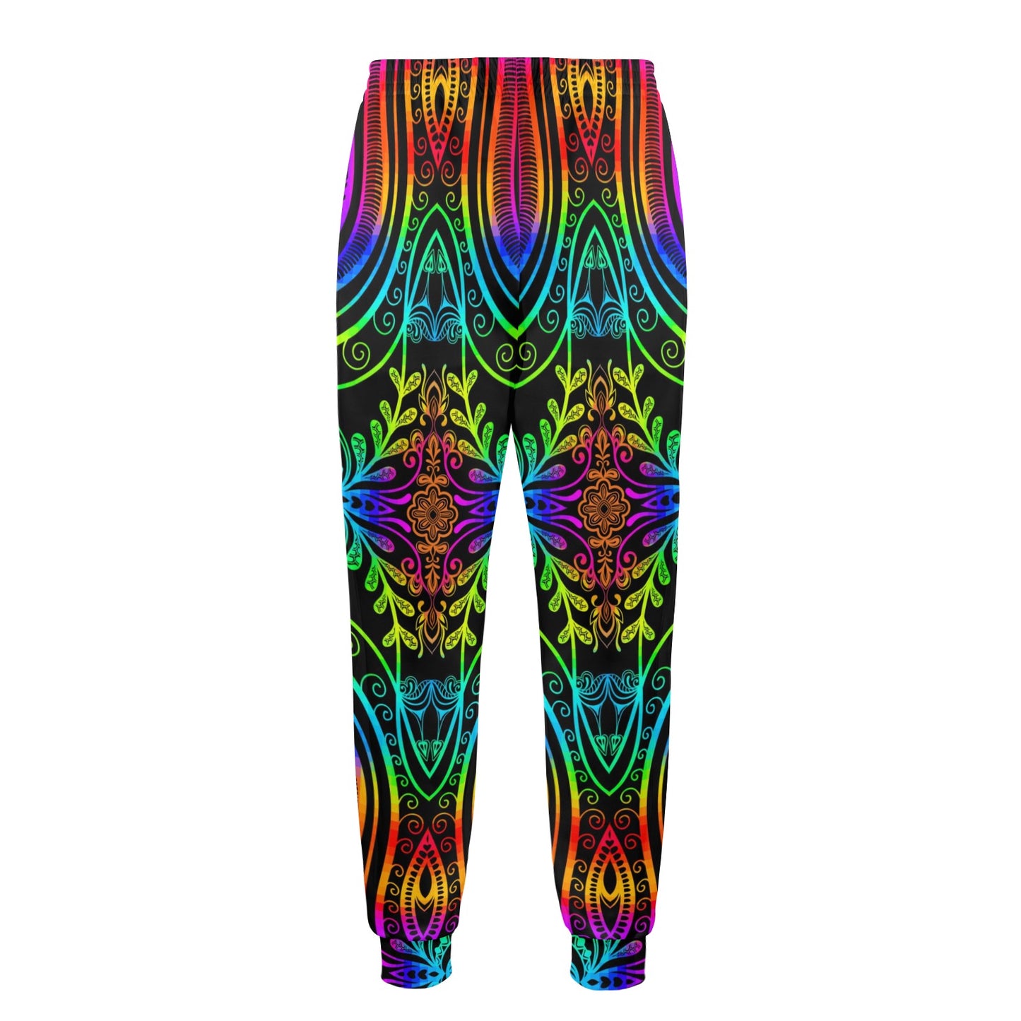 Neon Trible Rainbow Pattern Print Design A01 Men's Casual Track Pants