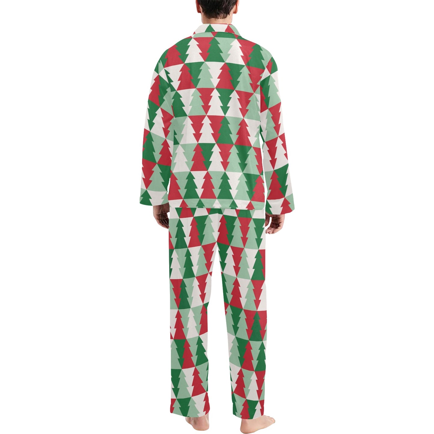 Christmas Tree Pattern Print Design 01 Men's Long Pajama Set