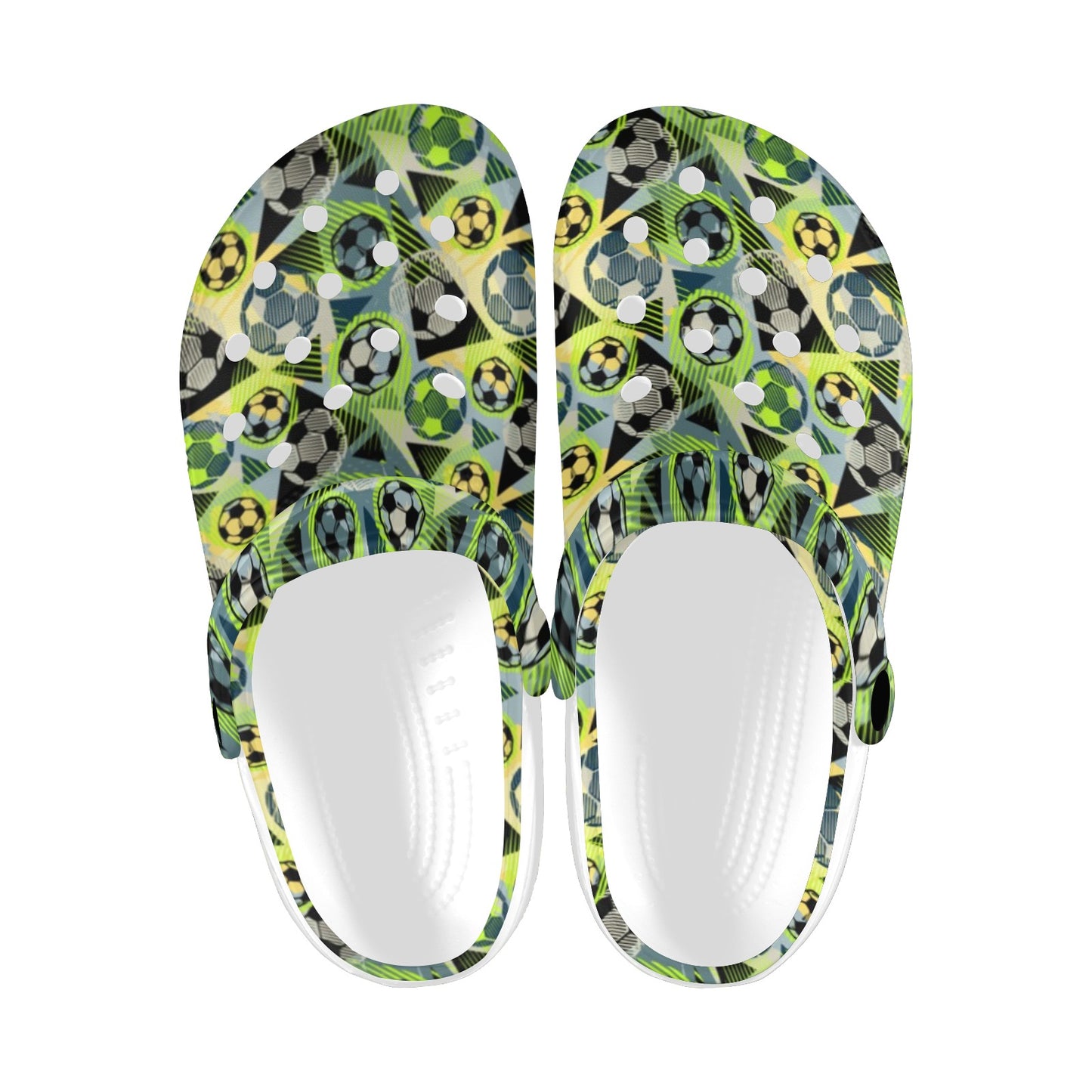 Soccer Ball Themed Print Pattern Unisex Clogs Shoes