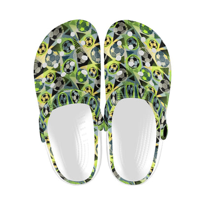 Soccer Ball Themed Print Pattern Unisex Clogs Shoes
