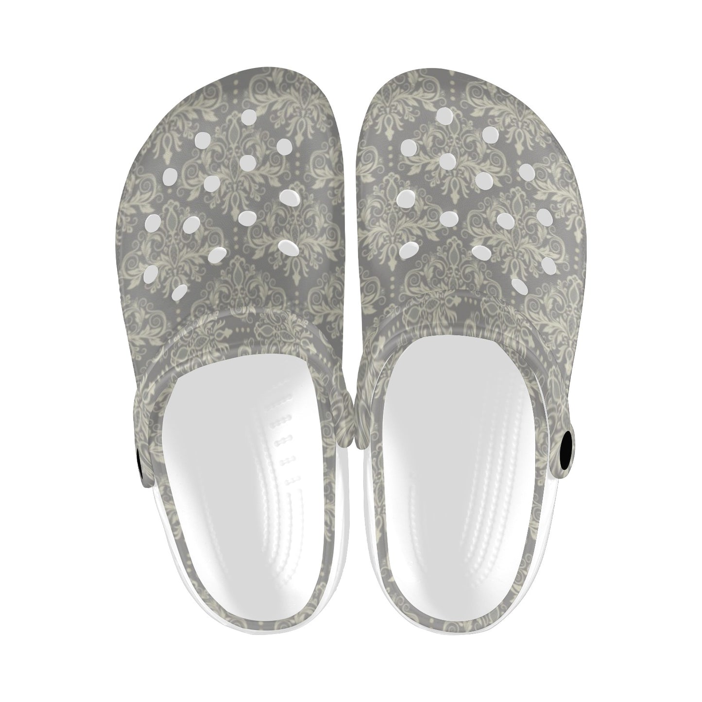 Damask Grey Elegant Print Pattern Unisex Clogs Shoes