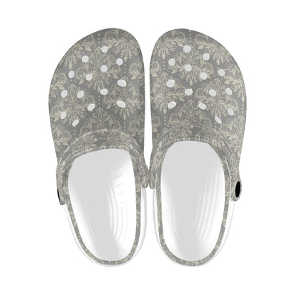 Damask Grey Elegant Print Pattern Unisex Clogs Shoes