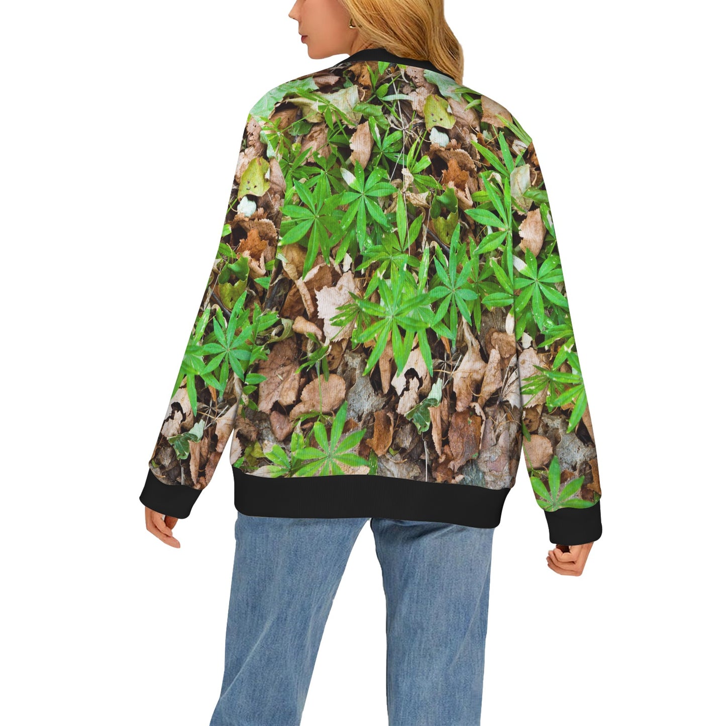 Camouflage Realistic Tree Fresh Print Women's Cardigan