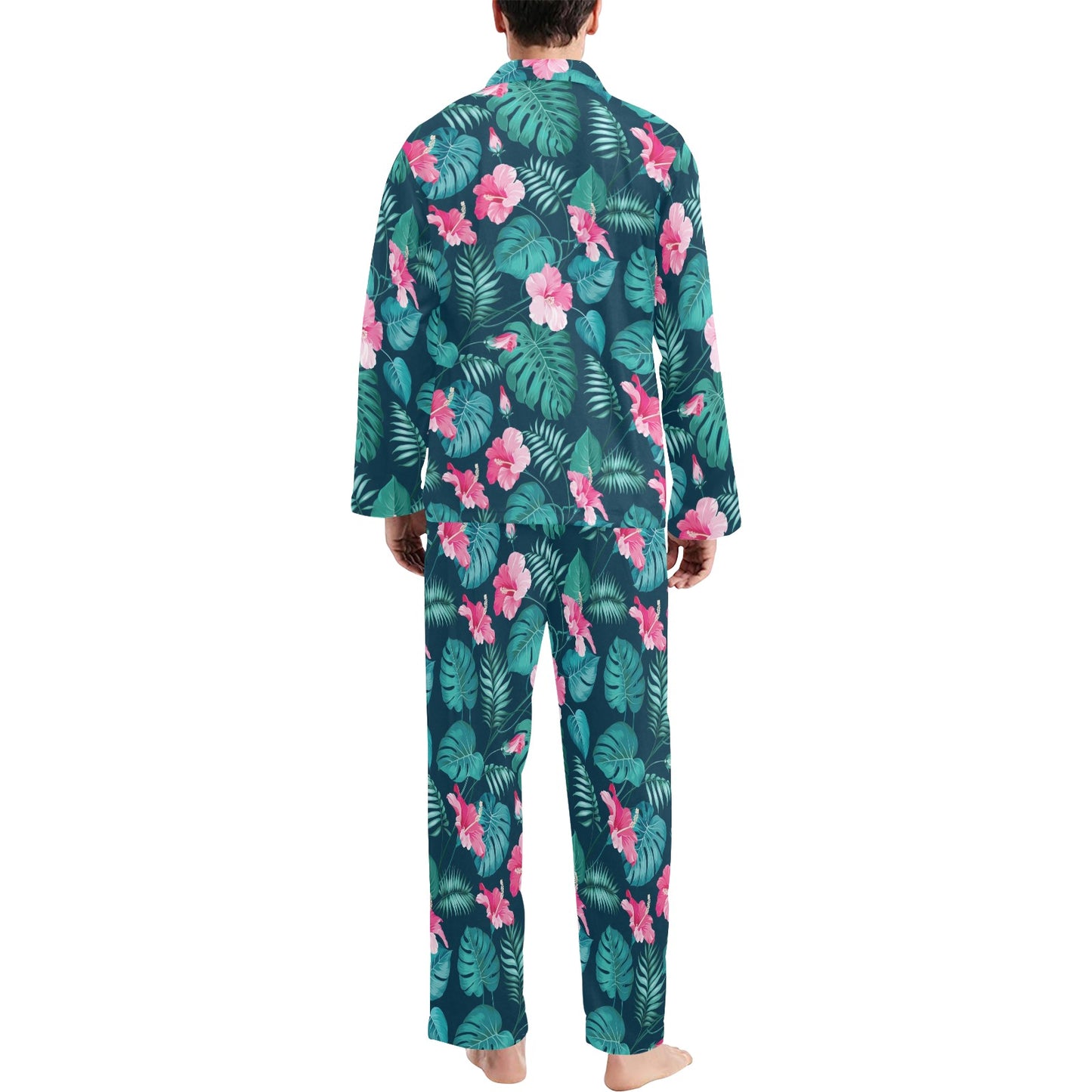 Summer Floral Print Design LKS301 Men's Long Pajama Set