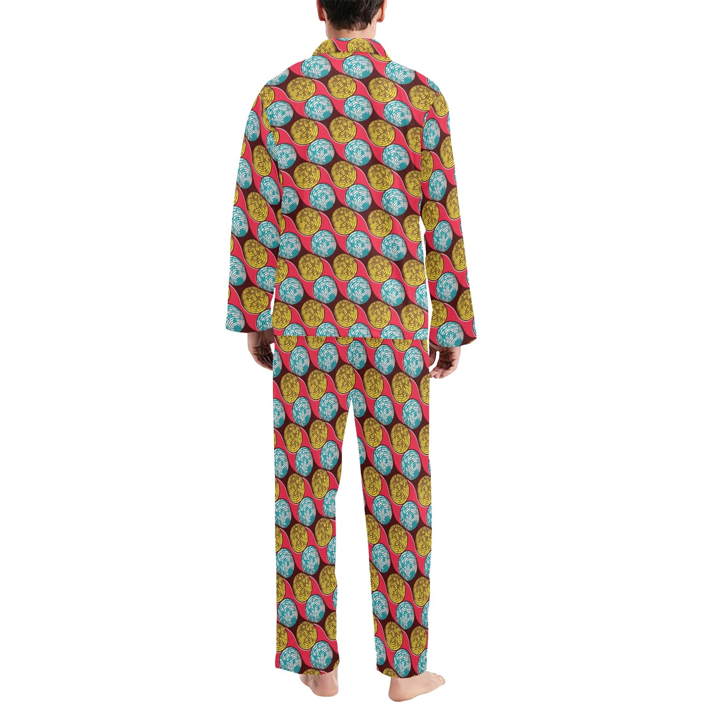 African Fashion Print Pattern Men's Long Pajama Set