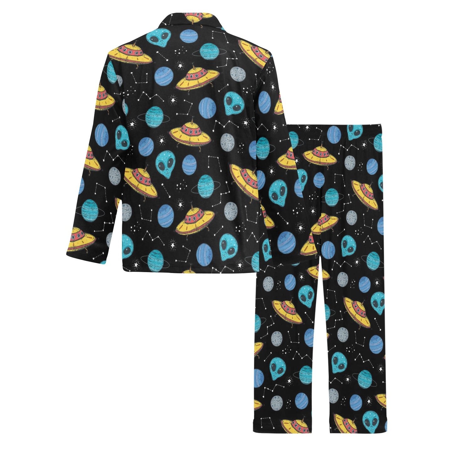 UFO Alien Print Design LKS306 Men's Long Pajama Set
