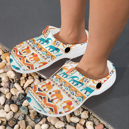 Elephant Aztec Ethnic Print Pattern Unisex Clogs Shoes