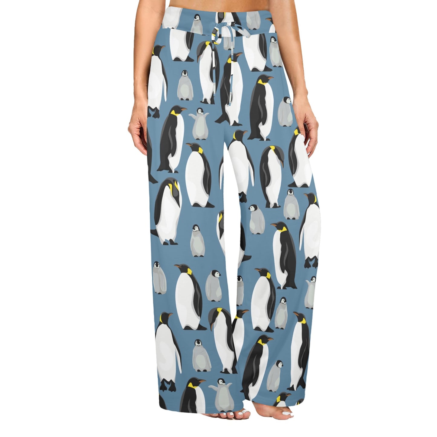 Penguin Pattern Print Design A03 Women's Wide Leg Lounge Pants
