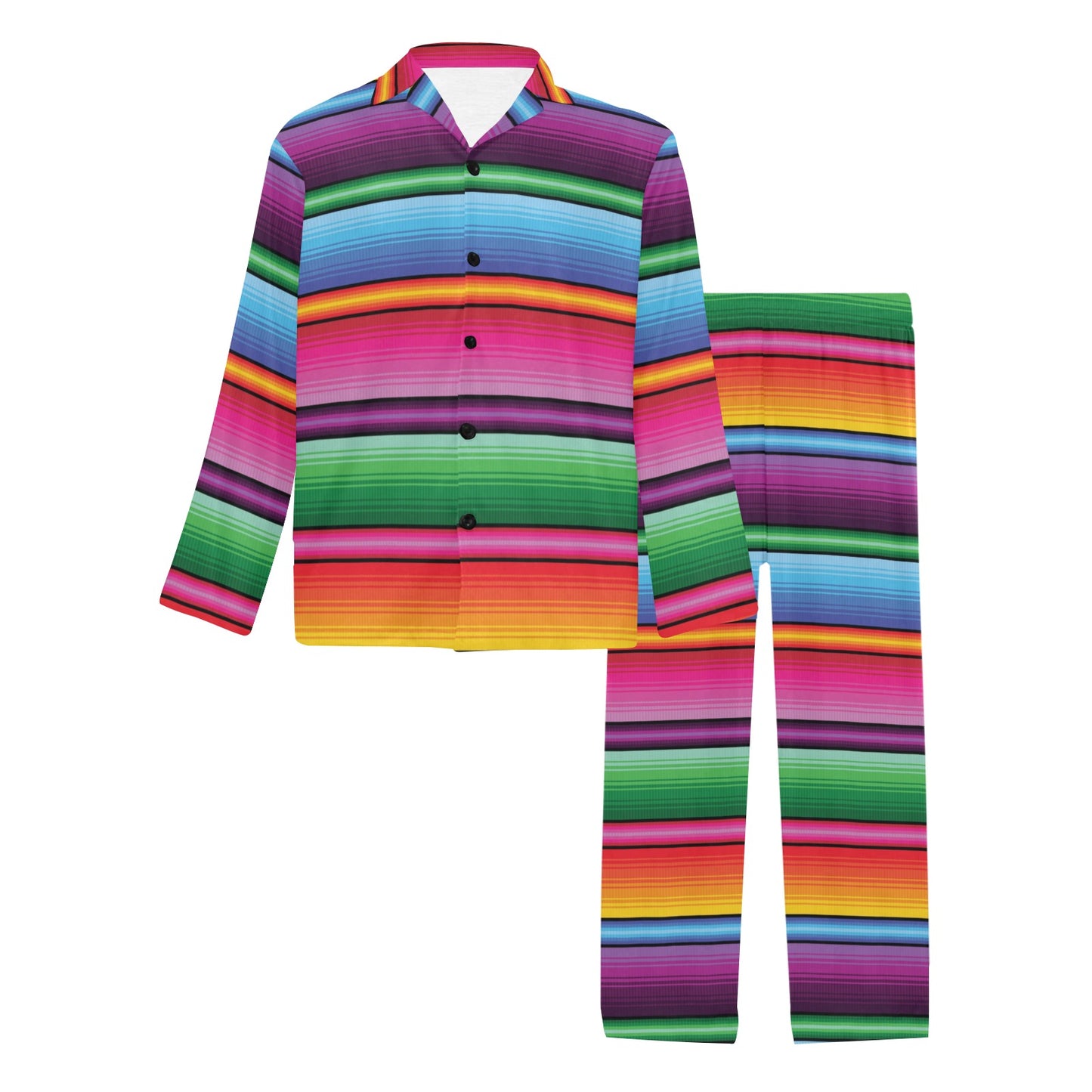 Mexican Blanket Colorful Print Pattern Men's Long Pajama Set