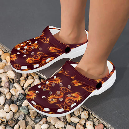 Dragons Fire Design Unisex Clogs Shoes
