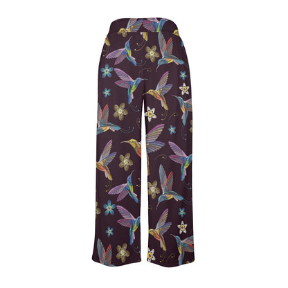 Hummingbird Pattern Print Design 04 Women's Wide Leg Lounge Pants