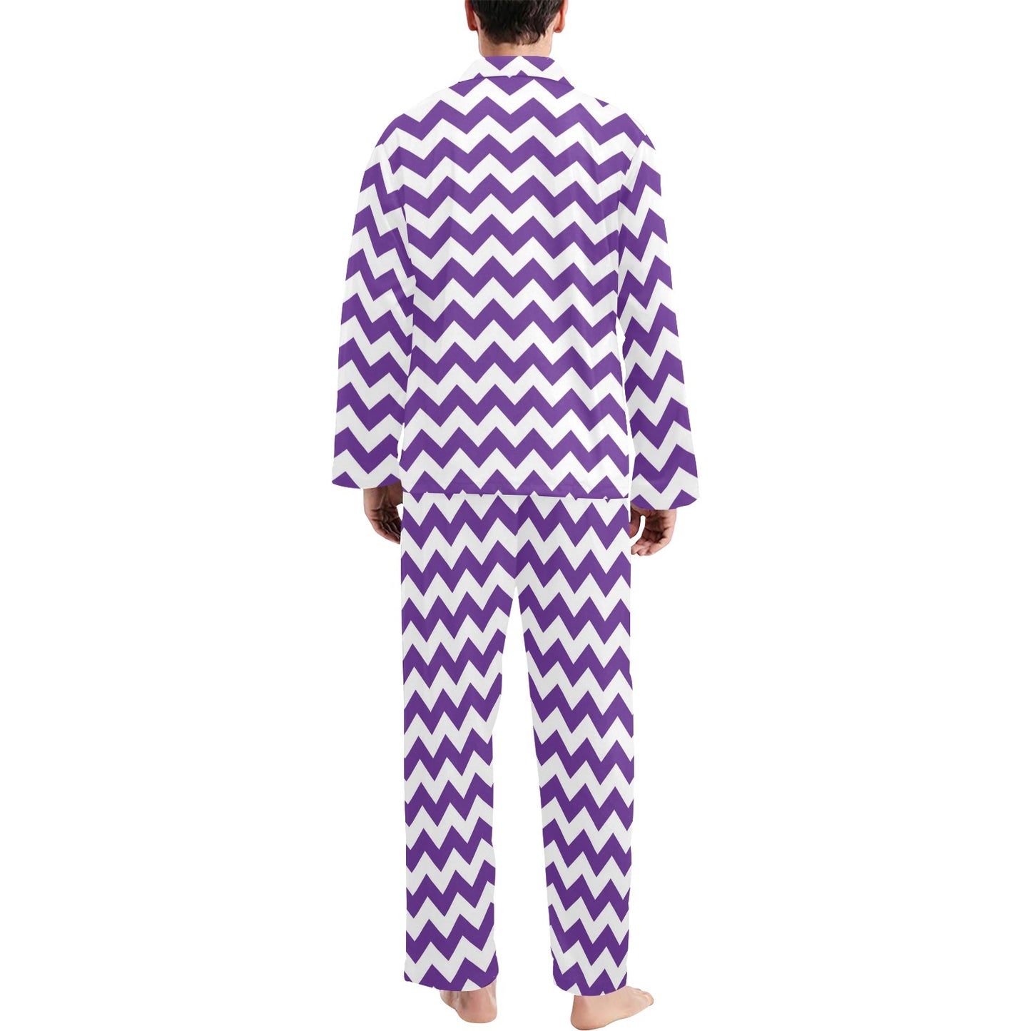 Chevron Purple Pattern Print Design 03 Men's Long Pajama Set