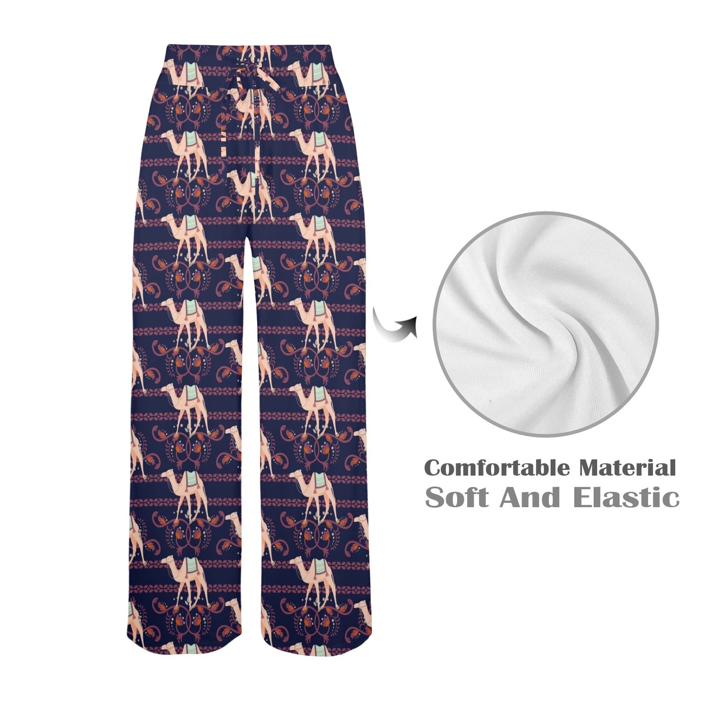 Camel Design Print Pattern JJ025 Women's Wide Leg Lounge Pants