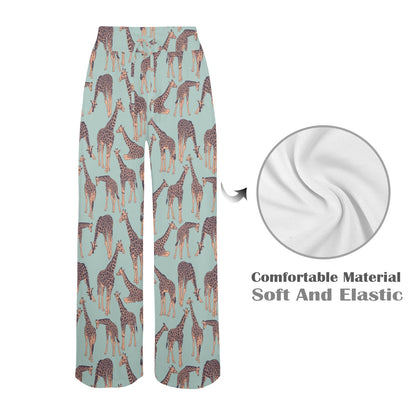 giraffe Design Print Pattern JJ0267 Women's Wide Leg Lounge Pants