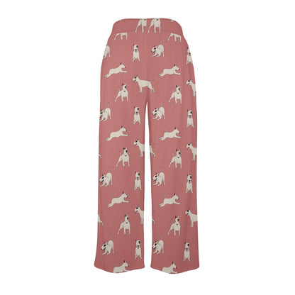 Bull Terriers Pattern Print Design 09 Women's Wide Leg Lounge Pants