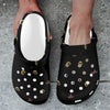 Black Cat Face Print Pattern Unisex Clogs Shoes