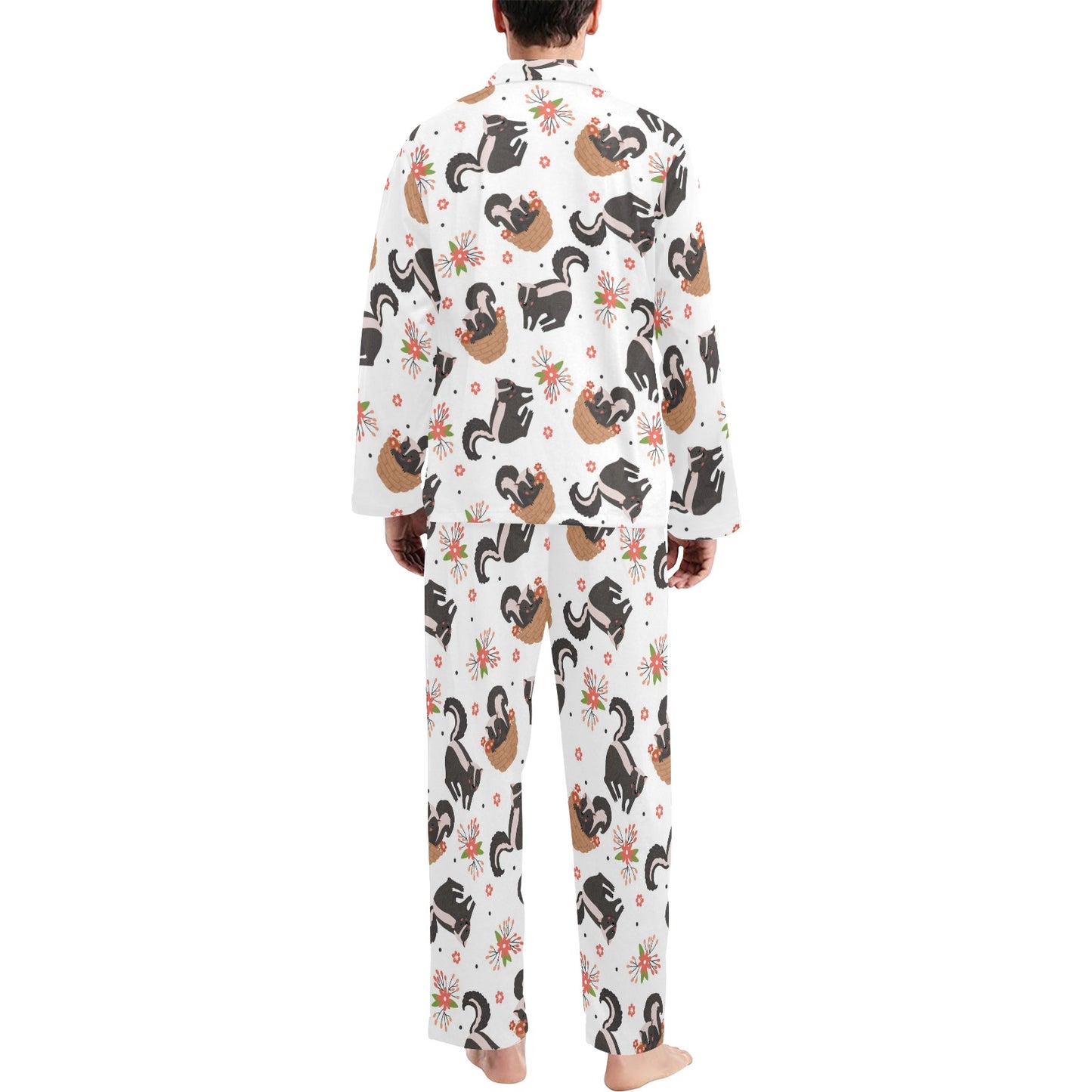 Skunk Print Design LKS304 Men's Long Pajama Set