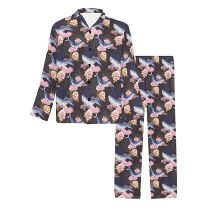 Blue Whale Print Design LKS401 Men's Long Pajama Set